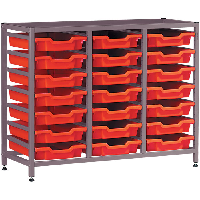 Gratnells Science Range - Complete Bench Height Treble Column Frame With 21 Shallow Trays Set - 825mm