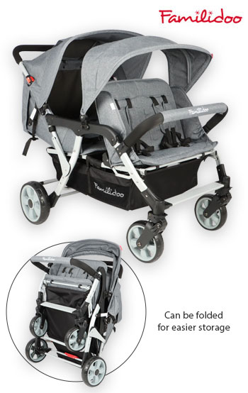 Familidoo Budget 4 Seater Stroller & Rain Cover (Holds 4 Passengers)