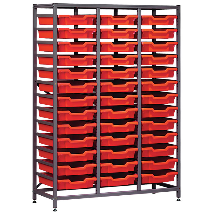 Gratnells Science Range - Complete Mid Height Treble Column Frame With 39 Shallow Trays Set - 1500mm