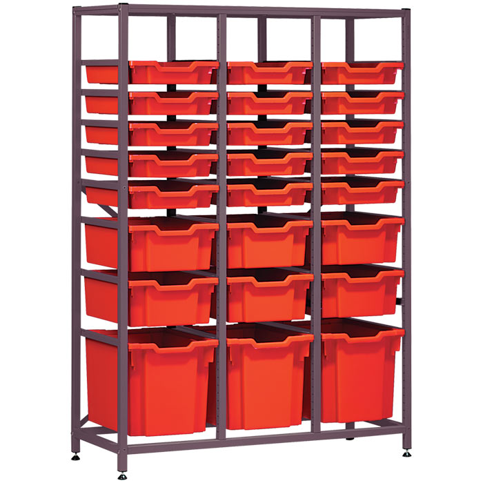 Gratnells Science Range - Complete Mid Height Treble Column Frame With 24 Mixed Trays Set - 1500mm