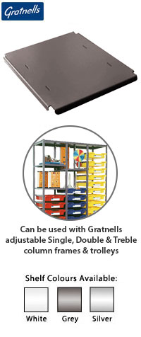 Gratnells Single Shelf with Clips - For Static & Mobile Units with Adjustable Runners - Pack of 2
