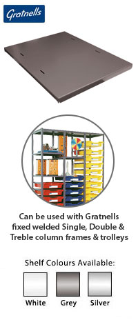 Gratnells Single Shelf  - For Static & Mobile Units with Fixed Welded Runners - Pack of 2     (Only use in frames with columns, in place of trays) 