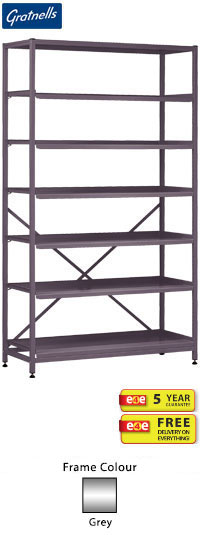 Gratnells Science Range - Complete Wide Treble Span Grey Frame With 6 Shelves - 1850mm