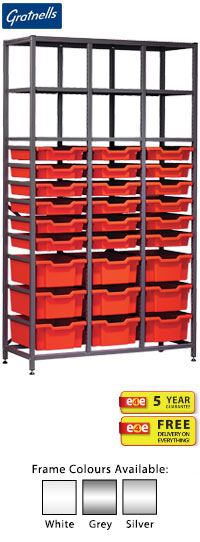 Gratnells Science Range - Complete Tall Treble Column Frame With 27 Mixed Trays Set - 1850mm