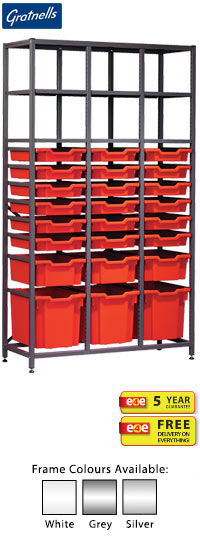 Gratnells Science Range - Complete Tall Treble Column Frame With 24 Mixed Trays Set - 1850mm