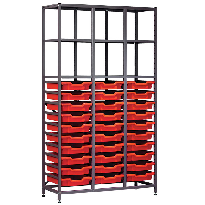 Gratnells Science Range - Complete Tall Treble Column Frame With 30 Shallow Trays Set - 1850mm