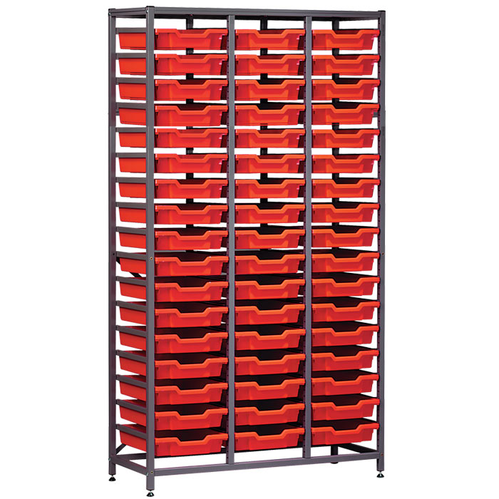 Gratnells Science Range - Complete Tall Treble Column Frame With 51 Shallow Trays Set - 1850mm