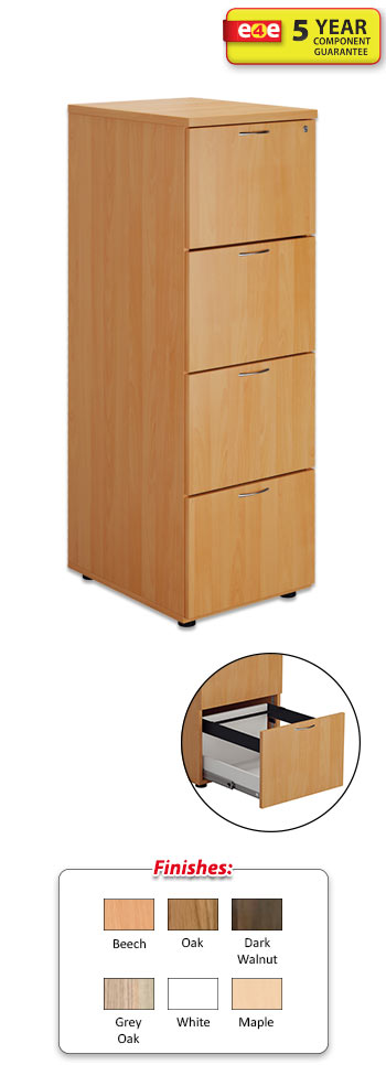 4 Drawer Wooden Filing Cabinet