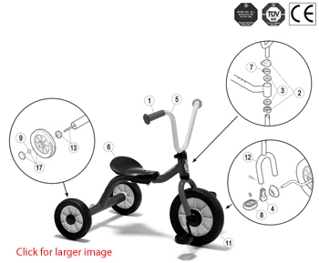 Winther Mini Viking Low Step Trike (Model No. 414) Spare Parts