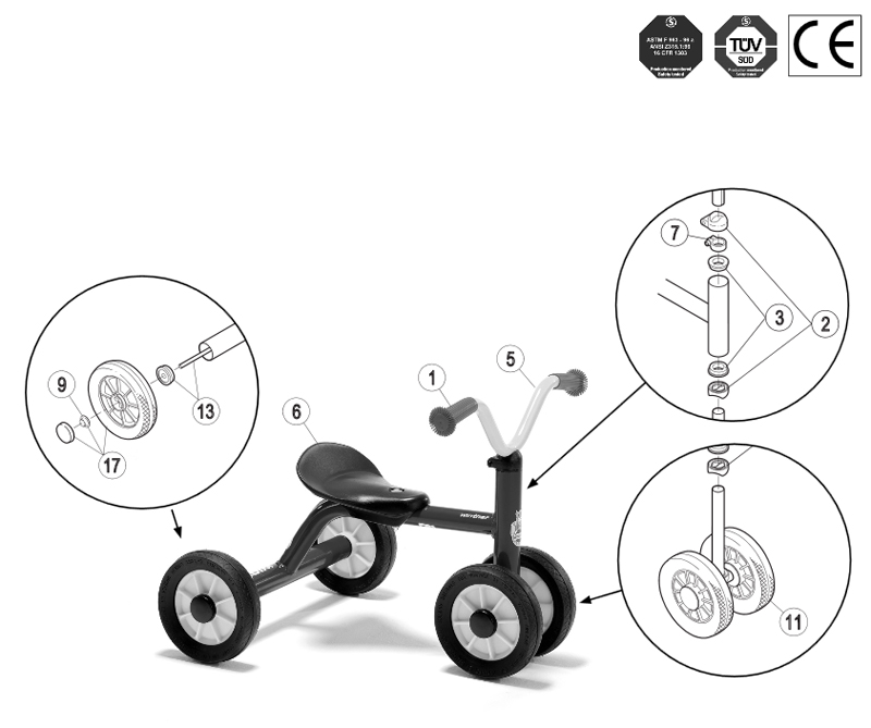 Winther Mini Viking Push Bike for 1 (Model No. 431) Spare Parts 