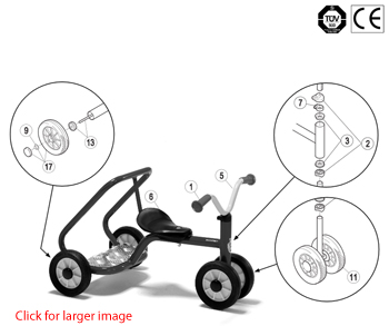Winther Mini Viking Mini Ben Hur Push Bike for 2 (Model No. 435) Spare Parts