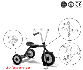 Winther Mini Viking Small Rear Step Plate Trike (Model No. 442) Spare Parts