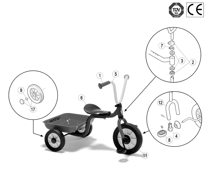 Winther Mini Viking Large Rear Step Plate Trike (Model No. 447) Spare Parts 