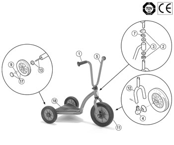 Winther Mini Viking Three-Wheeled Scooter (Model No. 449) Spare Parts