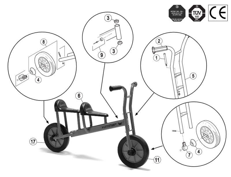 Winther Viking Tandem Bike Runner (Model No. 473) Spare Parts