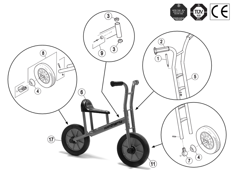 Winther Viking Medium Bike Runner (Model No. 474.10) Spare Parts