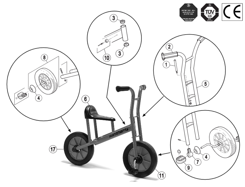 Winther Viking Small Bicycle (Model No. 474) Spare Parts