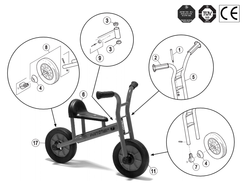 Winther Viking Small Bike Runner (Model No. 490) Spare Parts