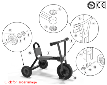Winther Nova Viking Small Trike (Model No. 530) Spare Parts
