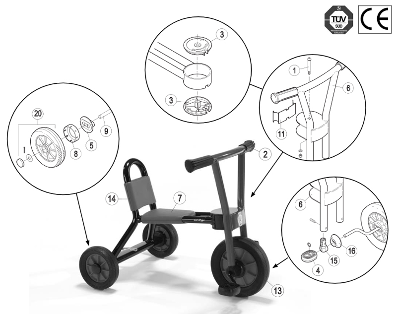 Winther Nova Viking Small Trike (Model No. 530) Spare Parts