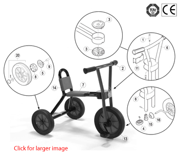 Winther Nova Viking Medium Trike (Model No. 531) Spare Parts