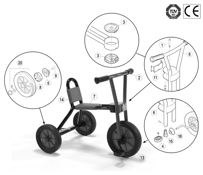 Winther Nova Viking Medium Trike (Model No. 531) Spare Parts
