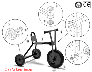 Winther Nova Viking Large Trike (Model No. 532) Spare Parts