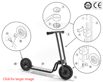 Winther Nova Viking Small Scooter (Model No. 536) Spare Parts