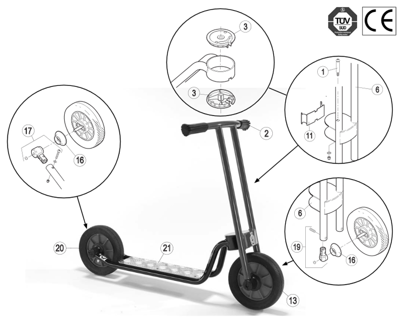 Winther Nova Viking Small Scooter (Model No. 536) Spare Parts