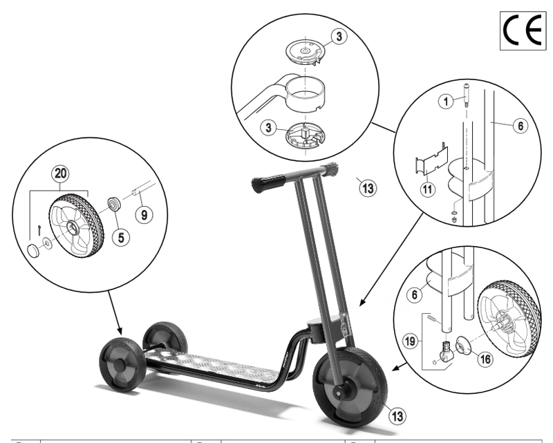 Winther Nova Viking Large Scooter (Model No. 537) Spare Parts