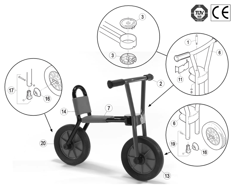 Winther Nova Viking Bike Runner (Model No. 539) Spare Parts