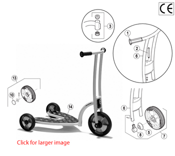 Winther Circleline Three-Wheel Scooter (Model No. 557) Spare Parts