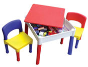 Square Activity Table With Dual-Sided Cover and Chairs