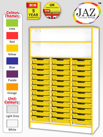 Jaz Storage Range - Triple Width Tray Unit with Top Open Storage