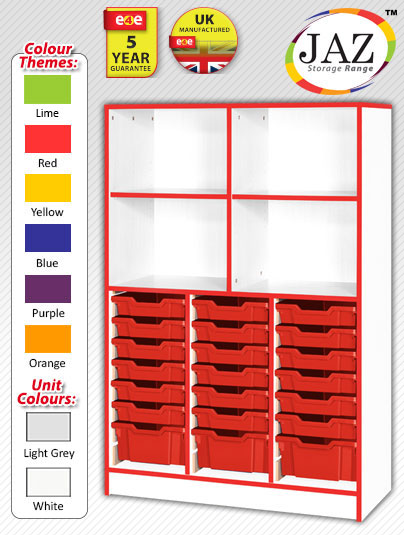 Jaz Storage Range - Triple Width Variety Tray Unit with Open Storage