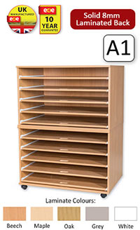 Ready Assembled 10 Sliding Shelves A1 Paper Storage