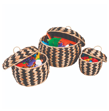 Woven Zebra Pots - Set Of 3