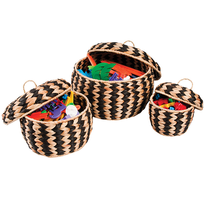 Woven Zebra Pots - Set Of 3