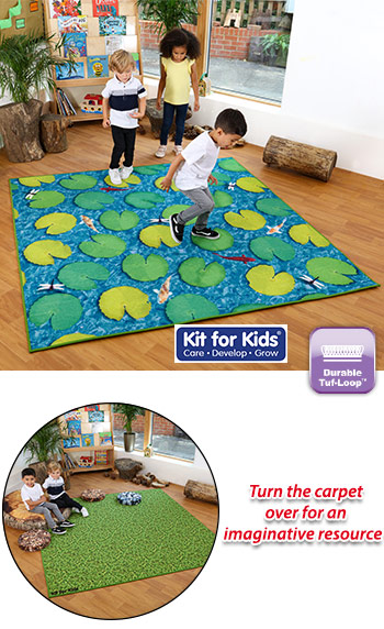 Back To Nature™ Grass And Lily Pads Double Sided Carpet - 2m Diameter