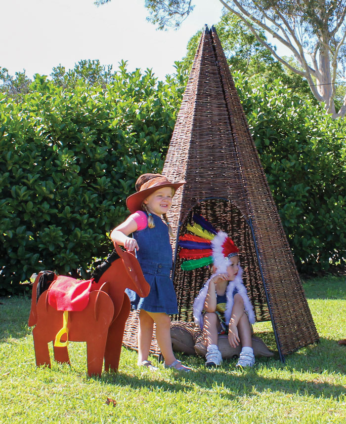 Hand Woven Wicker Large 6 Panel Teepee