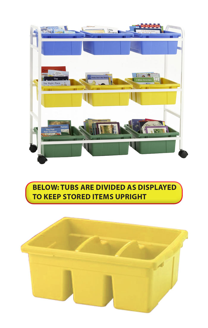 e4e Multi Purpose Cart With 9 Divided Tubs For Book Storage