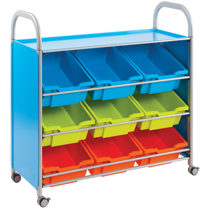 Callero Tilted Tray Wide Storage Trolley With 9 Deep Trays