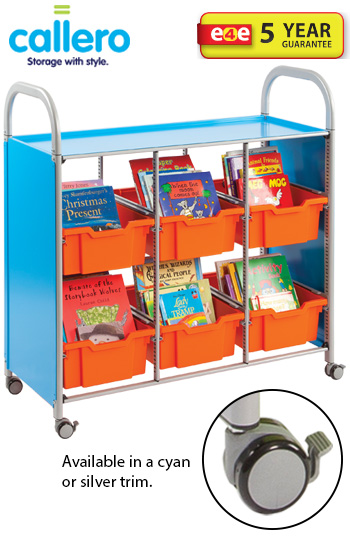 Callero® Library Trolley With 6 Deep Trays