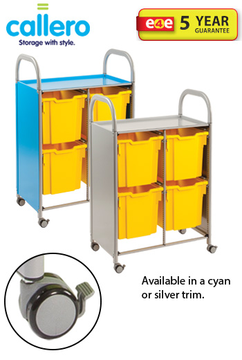Callero® Double Width Storage Trolley With 4 Jumbo Trays