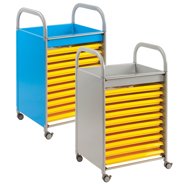 Callero® Art Storage Trolley With 10 Wide Shallow Trays