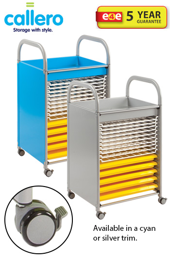Callero® Art Storage Trolley With 5 Shallow Trays And 10 Drying Racks