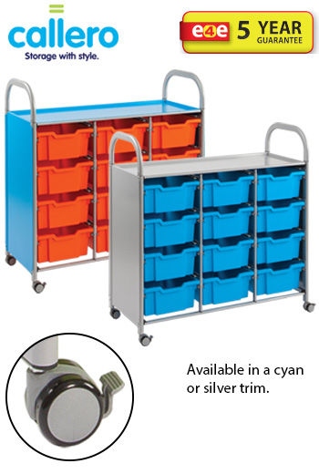 Callero® Treble Width Storage Trolley With 12 Deep Trays
