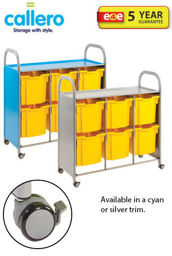 Callero® Treble Width Storage Trolley With 6 Jumbo Trays