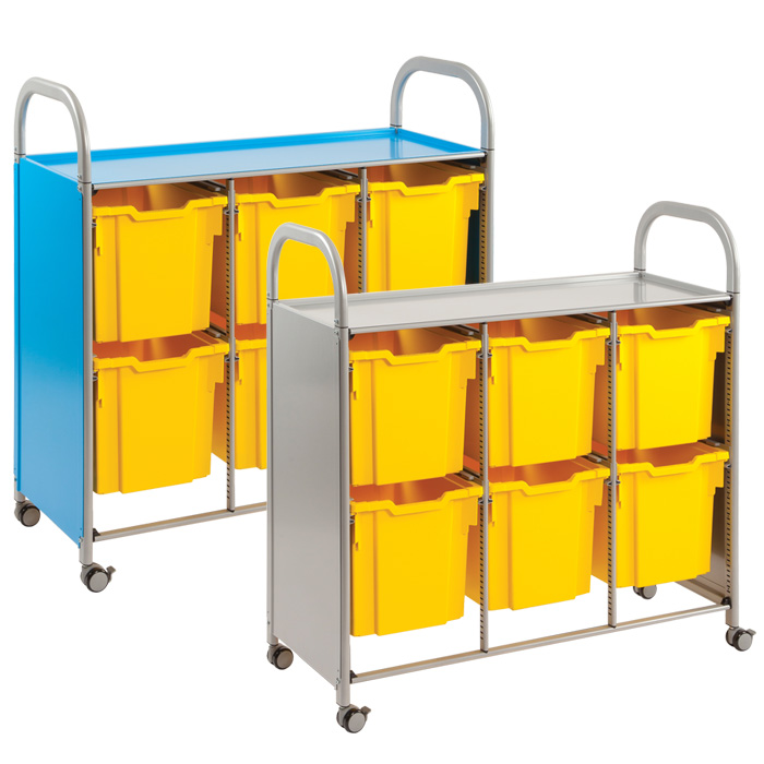 Callero Treble Width Storage Trolley With 6 Jumbo Trays