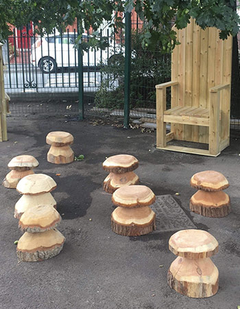 Hand Carved Mushroom Seat Sets